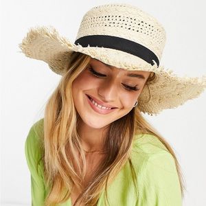 NWT ASOS Natural Straw Fedora with Raw Edge